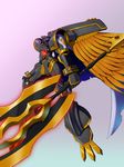  alphamon alphamon_ouryouken armor bandai cape claws digimon full_armor kazkazkaz kyå«kyoku_senjin_ouryå«ken male_focus monster no_humans royal_knights shoulder_pads solo sword weapon wings 