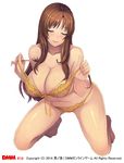  all_fours bad_id bad_pixiv_id bare_shoulders barefoot blush breasts brown_hair character_request cleavage closed_eyes kneeling large_breasts lingerie long_hair mature othel_(hatimorris) otoko_no_itadaki panties solo strap_slip underwear underwear_only undressing 