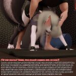 3d_(artwork) absurd_res all_fours anthro athletic_wear blender_(artwork) blender_cycles bottomwear clothed clothing comic detailed_background dialogue digital_media_(artwork) duo feet female grabbing_waist gym_bottomwear gym_shorts helluva_boss hi_res human loona_(helluva_boss) male male/female mammal occamsrazorart paws shorts story text yoga yoga_mat