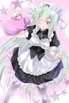  green_hair kobayakawa_chinu maid maid_uniform rance_(series) sengoku_rance teapot 