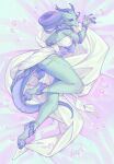 absurd_res anthro breasts claws clothing dragon female finger_claws fluffy green_body hair heidi_(the7thprimarch) hi_res horn jewelry legionattack long_hair mostly_nude mythological_creature mythological_scalie mythology pink_eyes purple_body purple_hair scalie simple_background solo tail toe_claws