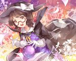  bad_id bad_pixiv_id bird brown_eyes brown_hair cape clothes_writing gears glasses hat hillly_(maiwetea) long_sleeves low_twintails occult_ball open_mouth orb plaid red-framed_eyewear short_hair solo touhou twintails usami_sumireko 