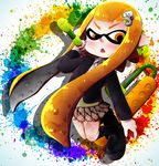  blazer blush domino_mask hair_ornament hairclip inkling jacket loafers mask necktie orange_eyes orange_hair paint_roller paint_splatter pointy_ears school_uniform shimizyu shoes skirt socks splat_roller_(splatoon) splatoon_(series) splatoon_1 tentacle_hair tentacles 