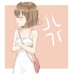  :t anger_vein bag bob_cut brown_hair closed_eyes crossed_arms hagiwara_yukiho handbag idolmaster idolmaster_(classic) profile short_hair shunichi solo turning_head 