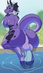 abzollozdol anthro autofootjob butt dragon feet foot_fetish foot_focus foot_play gynomorph hi_res intersex masturbation mythological_creature mythological_scalie mythology paws poolside presenting presenting_hindquarters scalie sitting solo water yu-ra_(nikoyishi)