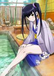  1girl barefoot black_hair feet female ikkitousen long_hair official_art saji_genpou_(true) twintails water 