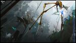  absurdres alien bare_tree commentary cyborg day energy_cannon energy_weapon english_commentary forest from_below half-life_(series) highres monster monster_focus nature no_humans sound_effects strider_(half-life) tomafumi tree 