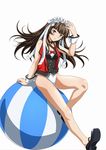  1girl brown_hair costume female ikkitousen legs long_hair shiny shiny_clothes shoes smile solo ten&#039;i_(ikkitousen) ten'i_(ikkitousen) 