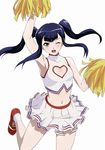  1girl black_hair cheerleader female heart_cutout ikkitousen long_hair official_art saji_genpou_(true) smile twintails white_background 