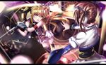  arm_strap bad_id bad_pixiv_id bare_shoulders battle belt black_gloves blonde_hair brown_hair duel fate_testarossa gloves hair_ribbon highres hk_(hk) juliet_sleeves long_hair long_sleeves lyrical_nanoha magic_circle magical_girl mahou_shoujo_lyrical_nanoha multiple_girls open_mouth puffy_sleeves ribbon shirt skirt sleeveless sleeveless_shirt takamachi_nanoha twintails very_long_hair yellow_eyes 