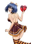  1girl ass bare_shoulders bashoku_youjou blue_hair female hair_ornament ikkitousen short_twintails smile solo twintails 