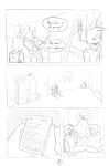 agidyne anthro bag bean_bag buckteeth closet clothing comic dialogue dresser electronics female freckles furniture hand_covering_face hi_res hoodie lagomorph light_switch male mammal notification phone rose_(agidyne) shoe_box shoulderless_shirt slumped speech_bubble stairs stephen_(agidyne) teeth television topwear trash_can uwu