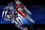 absurdres artist_name beam_cannon energy_gun english_commentary english_text glowing glowing_eyes gundam gundam_age gundam_age-1 gundam_age-1_full_glansa gundam_age-1_glansa highres holding holding_shield holding_weapon javanese_commentary machinery mecha mecha_focus mobile_suit no_humans robot science_fiction shield shimashun solo space spoiler_(automobile) star_(sky) thrusters v-fin weapon zero_gravity 