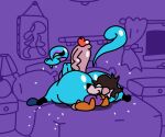 animated anthro bed canid canine canis domestic_dog duo elkato furniture lamp male male/male mammal nickelodeon reptile scalie short_playtime spongebob_squarepants squidward_tentacles window