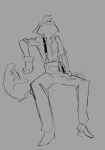 2025 anthro aroused blush blush_lines bottomwear bulge clothed clothed_anthro clothed_male clothing digital_drawing_(artwork) digital_media_(artwork) domestic_cat erection erection_under_clothing eyewear felid feline felis footwear fur glasses gloves grey_background greyscale hand_on_leg hand_on_own_leg hand_on_own_thigh hand_on_thigh handwear head_tuft hi_res lackadaisy looking_pleasured looking_up male male_anthro mammal monochrome monotone_background mordecai_heller motion_lines pants rolled_up_sleeves shirt shoes simple_background sitting sketch solo suspenders tail tail_motion tailwag tapping_foot tital_wave topwear tuft wearing_glasses