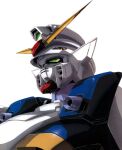  green_eyes gundam gundam_wing highres ishigaki_jun&#039;ya mecha mecha_focus mobile_suit no_humans official_art robot scan science_fiction simple_background solo third-party_source upper_body v-fin white_background wing_gundam 