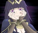  1girl black_hair fire_emblem fire_emblem:_kakusei nail_polish parody purple_eyes tagme tharja yandere_trance 