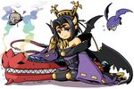  1girl bat_(symbol) bat_wings black_hair breasts claws cleavage demon_girl digimon facial_mark female forehead_mark horns leviamon lilithmon monster pointy_ears seven_great_demon_lords smile solo succubus tail tsukaimon wings 
