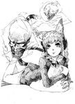  animal_ears bow braid cat_ears cat_tail dress floating_skull greyscale hair_bow highres kaenbyou_rin legs_up looking_at_viewer lying matumasima monochrome multiple_tails nekomata on_stomach sketch skull solo tail tongue tongue_out touhou twin_braids two_tails 