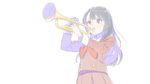  black_hair hibike!_euphonium instrument kousaka_reina long_hair nagisa_kurousagi neckerchief red_neckwear school_uniform serafuku sketch solo trumpet 