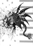  bandai claws darkness demon digimon dragon fangs lucemon lucemon_larva_mode lucemon_satan_mode monochrome monster no_humans orb seven_great_demon_lords wings 