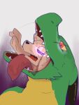 2018 3:4 almost_fully_inside ambiguous_anthro ambiguous_gender ambiguous_pred ambiguous_prey anthro anthro_pred anthro_prey biped black_horn black_nose bodily_fluids countershade_scales countershading digital_drawing_(artwork) digital_media_(artwork) duo feet_first fingers fur gaping_mouth green_body green_scales head_horn head_in_mouth headshot_portrait hi_res horn hypnosis hypnotized_prey in_mouth in_throat inner_ear_fluff japanese_description larger_pred mammal mind_control open_mouth oral_vore orange_eyes pointy_ears portrait prick_ears purple_eyes raised_head reaching reaching_out ringed_eyes sabamiso_(sabamasasix) saliva saliva_string scales scalie simple_background size_difference smooth_horn snout soft_vore swallowing tan_body tan_fur teeth text tongue tongue_out translation_request tuft vore yellow_body yellow_scales yellow_sclera