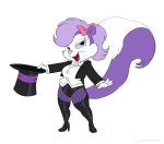  anthro batman_(series) bow clothed clothing crossover female fifi_la_fume fishnet fishnet_legwear footwear fur hat high_heels legwear mammal mephitid purple_fur shoes siansaar skunk solo tiny_toon_adventures top_hat warner_brothers zatanna 