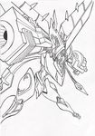  cannon claws digimon full_armor glowing glowing_weapon magnagarurumon mecha monochrome monster no_humans sketch weapon 