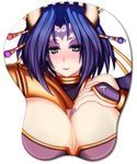 5:6 bandai_namco big_breasts blush breasts clothed clothing demon digimon digimon_(species) eyelashes female green_eyes hair horn humanoid lilithmon lips looking_at_viewer markings mole_(marking) mousepad_design nails not_furry solo 栄鳳 