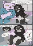 absurd_res anthro asylum blush blush_lines charlotte_cartwright clothing comic diaper diaper_change diaper_change_request diaper_package duo english_text esmeralda_kingsley felid feline felis female female/female hi_res hospital mammal medical nurse nurse_clothing nurse_uniform open_diaper procyonid raccoon text the_padded_room uniform wildcat