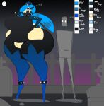 alternative_fashion anklet belly big_breasts big_butt blue_hair bracelet breasts butt cemetery chart collar dongwongtang elemental_creature elemental_humanoid eyewear female fiona_(dongwongtang) flora_fauna generation_7_pokemon glasses hair hi_res huge_breasts huge_butt humanoid hyper jewelry larger_female legband long_legs model_sheet moon night nintendo plant plant_hair plant_humanoid pokemon pokemon_(species) pseudo_hair punk size_difference sky slightly_chubby slightly_chubby_female spiked_anklet spiked_bracelet spiked_collar spiked_legband spikes star starry_sky tall_female thick_thighs tombstone tsareena