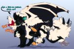 3:2 black_body black_claws black_horn black_scales blue_pawpads claws cocodrops_(artist) dragon dry_humping duo erection female feral fur furred_dragon furred_scalie horn male male/female mythological_creature mythological_scalie mythology orange_pawpads pawpads red_horn scales scalie white_body white_fur