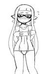  1girl child flat_chest inkling nintendo school_swimsuit shiri_ana_hiroge_tarou splatoon tentacle_hair 