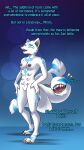 2020 3_tails 8_breasts 8_nipples anthro areola biped black_areola black_inner_ear black_nipples black_nose black_pawpads blue_eyes blue_markings breasts colored english_text etis female fur gynomorph_(lore) hand_on_hip hand_on_own_hip looking_down_at_self markings multi_breast multi_nipple multi_tail nipples nude open_mouth pawpads sharp_teeth simple_background solo standing strawberrytfs tail tail_mouth teeth text unusual_anatomy unusual_tail white_body white_fur