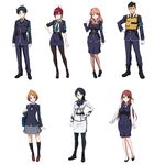  5girls breasts gloves gonou_hitomi iida_nana iwaizumi_shou koumi_haruka large_breasts long_hair multiple_boys multiple_girls rail_wars! red_hair sakurai_aoi sasshou_mari school_uniform short_hair smile takayama_naoto uniform uno_makoto white_background 