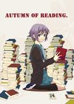  asahi_(twilight) book cardigan kita_high_school_uniform nagato_yuki purple_eyes purple_hair reading school_uniform serafuku short_hair sitting solo suzumiya_haruhi_no_yuuutsu wariza 