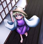  baerun blonde_hair blue_eyes hat moriya_suwako short_hair solo touhou 