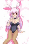  animal_ears breasts bunny_ears bunnysuit cleavage fishnet_pantyhose fishnets large_breasts long_hair md5_mismatch pantyhose purple_hair red_eyes reisen_udongein_inaba solo taisa_midoriiro touhou 