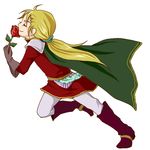  blonde_hair boots cape closed_eyes final_fantasy final_fantasy_ii flower gloves lowres male_focus marching miharuko_(kopera) ponytail rose running scott shoulder_pads solo 