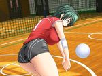  bagher breasts huge_breasts mune_wo_hare pantylines short_hair tatsunami_youtoku uniform volleyball volleyball_net youtoku_tatsunami 