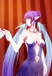  alternate_costume dress earrings elbow_gloves gloves highres jewelry judith pointy_ears purple_eyes purple_hair rass smile solo tales_of_(series) tales_of_vesperia white_gloves 