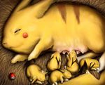  dogsfather family fur gen_1_pokemon gen_2_pokemon hairy_pikachu jpeg_artifacts no_humans paws pichu pikachu poke_ball poke_ball_(generic) pokemon pokemon_(creature) realistic sleeping tail 