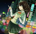  bag black_hair blue_eyes kaeru_(kaerism) original school_uniform solo urban 