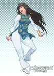 black_hair china_dress chinese_clothes dead_or_alive dress g-room_honten happy kokoro_(doa) long_hair open_mouth shoes solo 