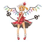  blonde_hair flandre_scarlet hat highres one_side_up ponytail red_eyes short_hair simple_background solo touhou vorlaufig wings 