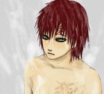  aiko_(fade2black) aqua_eyes closed_mouth expressionless eyeliner forehead_tattoo gaara indoors makeup male_focus naruto naruto_(series) ninja no_pupils nude red_hair scar showering solo upper_body wet wet_hair 