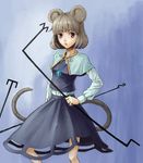  akitu_kouta animal_ears capelet grey_hair jewelry mouse_ears mouse_tail nazrin pendant red_eyes short_hair solo tail touhou 