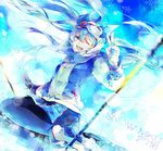  black_legwear blue_eyes blue_hair character_name gloves goggles goggles_on_headwear hatsune_miku long_hair long_sleeves looking_at_viewer one_eye_closed open_mouth pantyhose reika_(iamreika) scarf solo v very_long_hair vocaloid white_gloves yuki_miku 