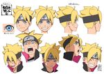  ahoge angry blonde_hair blue_eyes boruto:_the_movie character_sheet expression_sheet forehead_protector grin jacket naruto official_art pout simple_background smile spiked_hair uzumaki_boruto whiskers 