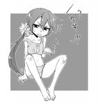  akebono_(kantai_collection) alternate_costume bad_id bad_pixiv_id bell crop_top flower greyscale hair_bell hair_flower hair_ornament hiiragi_(jhug8877) jingle_bell kantai_collection long_hair monochrome panties shitty_admiral_(phrase) side_ponytail sleepwear solo strap_slip translated underwear 